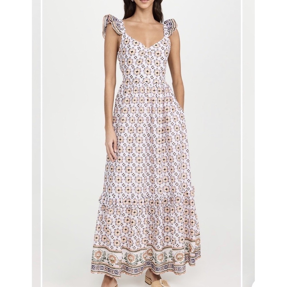 NWT CLEOBELLA Nica Maxi Dress Marrakesh Print 100%‎ Organic Cotton Ruffle Size M